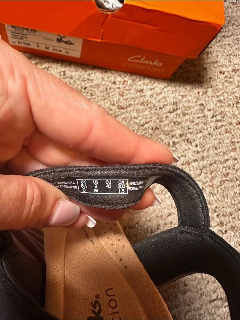 Clarks Platform Sandals Black Canvas Size 9